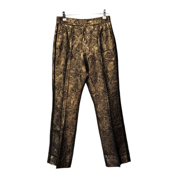 SANDRO | $370 NWOT Goldy Brocade Cropped Straight Leg Jacquard Trouser Pants - Picture 6 of 13